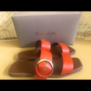 Franco Sarto Orange Open Toe Flat Sandals